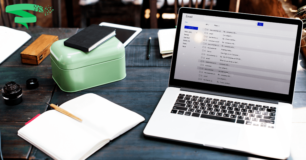 laptop showing emails